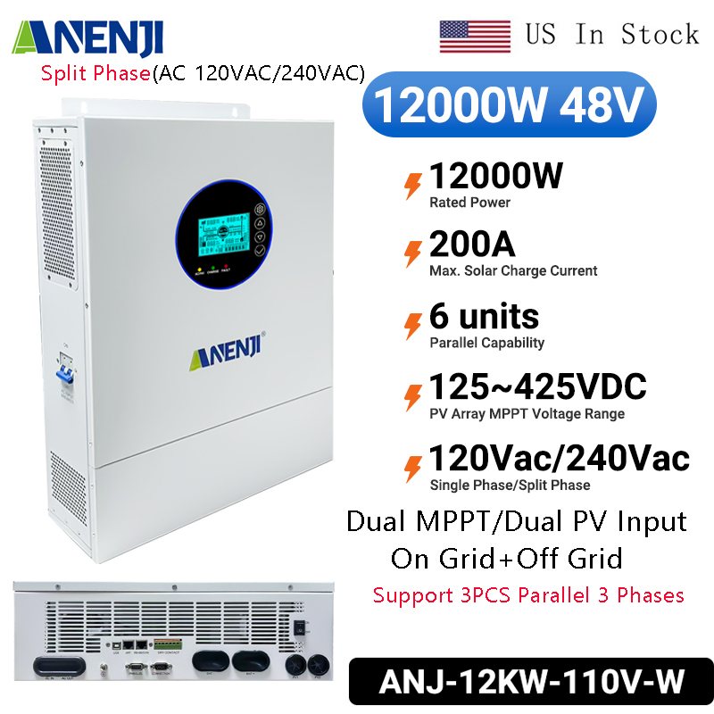 Off Grid Solar Inverter 48V 6000W - انفرتر شمسي هجين ANENJI أحادي الطور