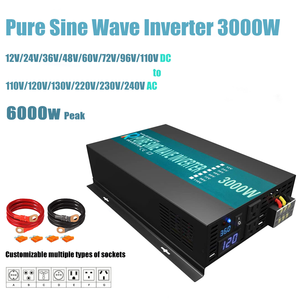 Inverter Pure Sine Wave 60Hz 120V 3000W - محول موجة جيبية نقية ، 24