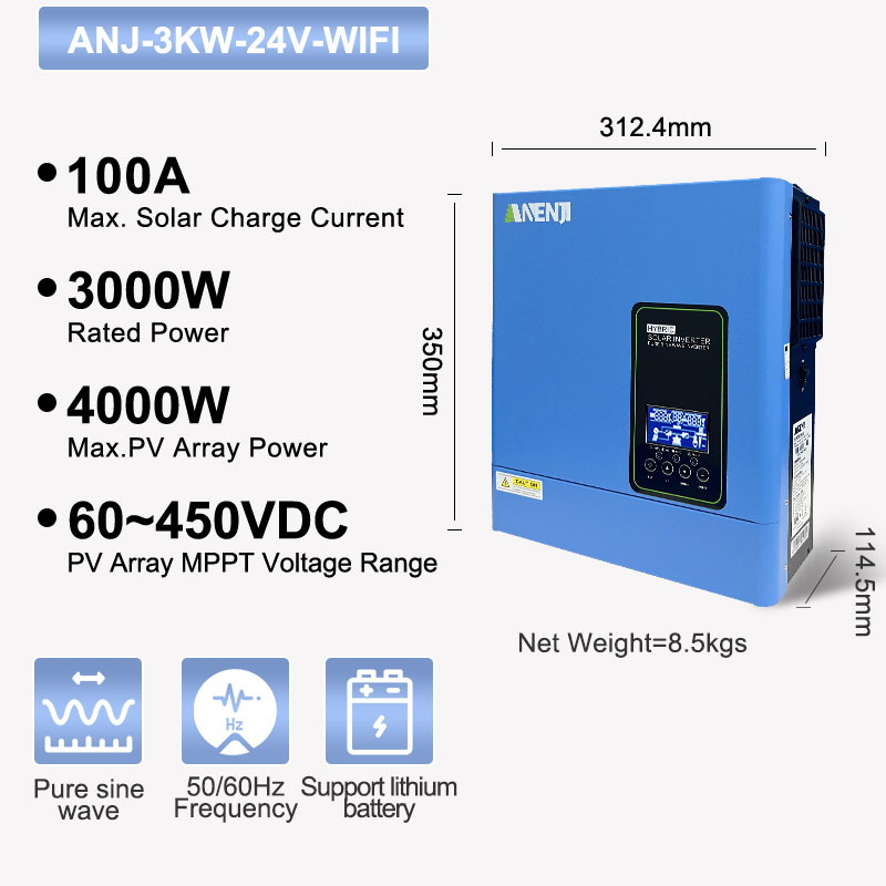 Inverter Pure Sine Wave 60Hz 120V 3000W - محول طاقة شمسية خارج الشبكة 24