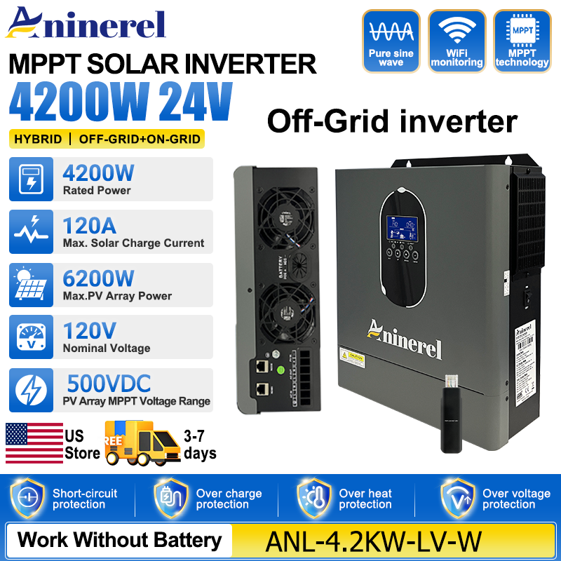 Inverter Pure Sine Wave 60Hz 120V 3000W - انفيرتر هجين أنيريل 4200 واط 3