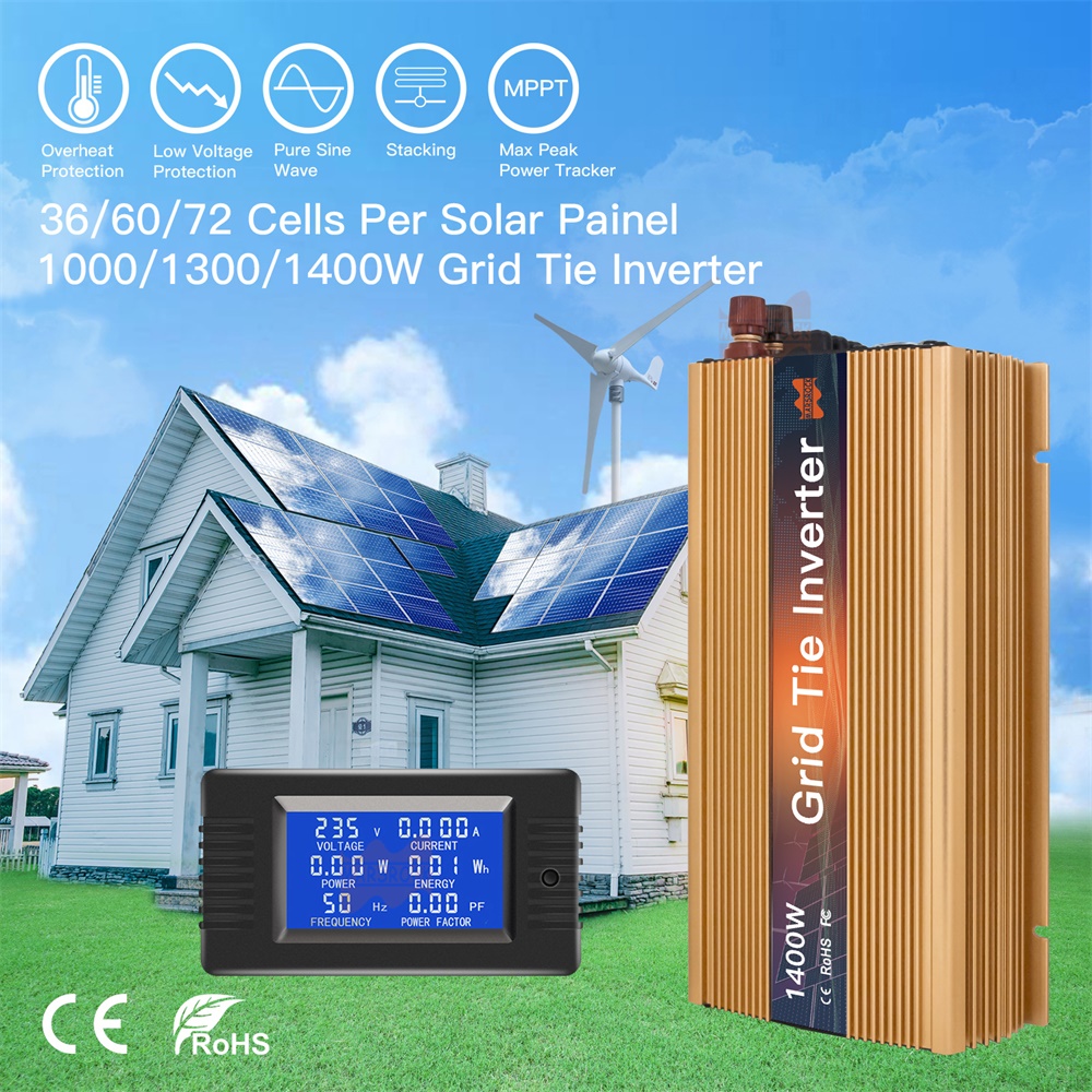 محول طاقة شمسية صغير متصل بالش - مراجعة Micro Inverter 1400W Solar Grid Tie وسعره