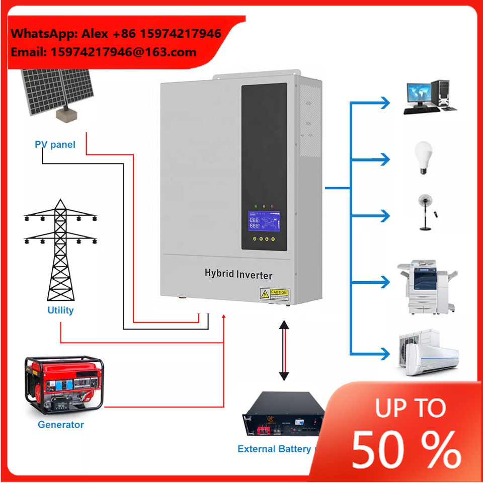 نظام طاقة شمسية هجين 5.5 كيلوو - مراجعة Hybrid Solar Inverter 5.5Kw Mppt 48V وسعره