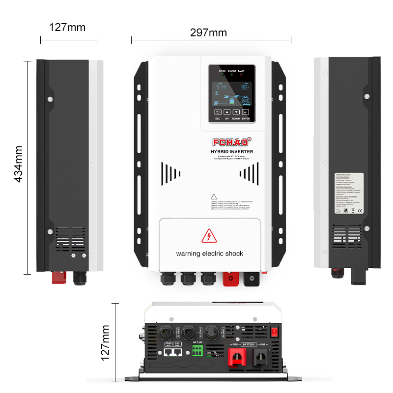 محول طاقة شمسي هجين من Fchao ب - مراجعة Hybrid Solar Inverter 5.5Kw Mppt 48V وسعره
