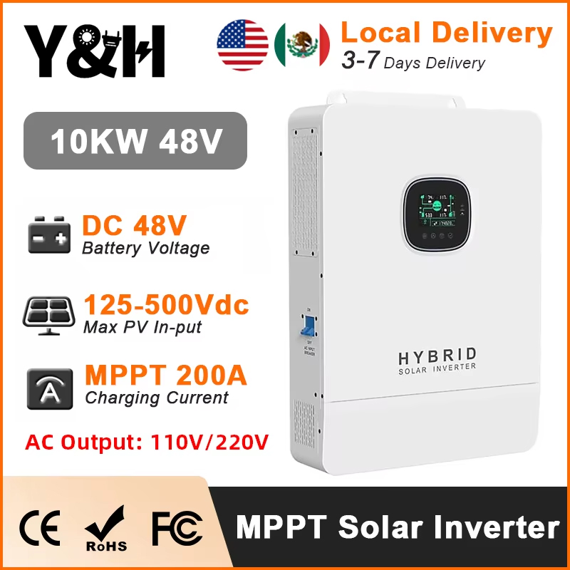محول طاقة شمسية هجين Y&H بقدرة - مراجعة Split Phase Inverter 10Kw 110V 220V وسعره