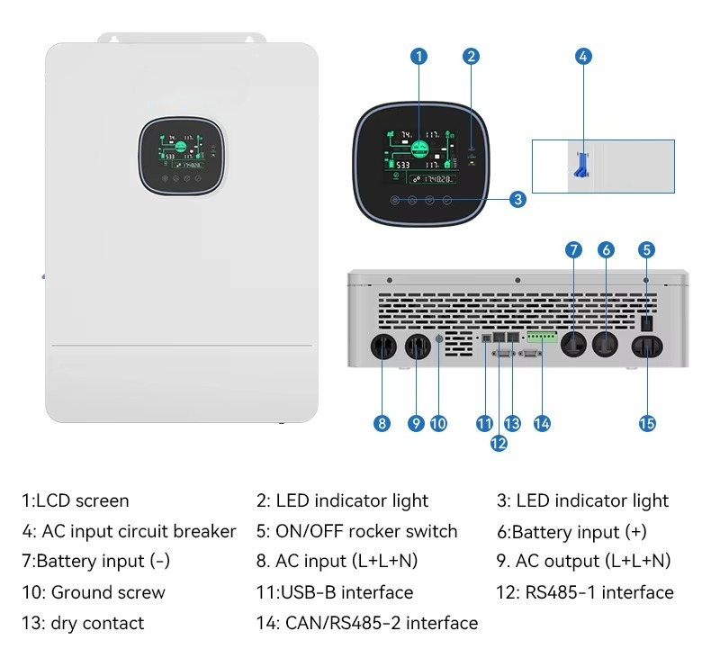 عاكس طاقة شمسية هجين خارج الشب - مراجعة Split Phase Inverter 10Kw 110V 220V وسعره