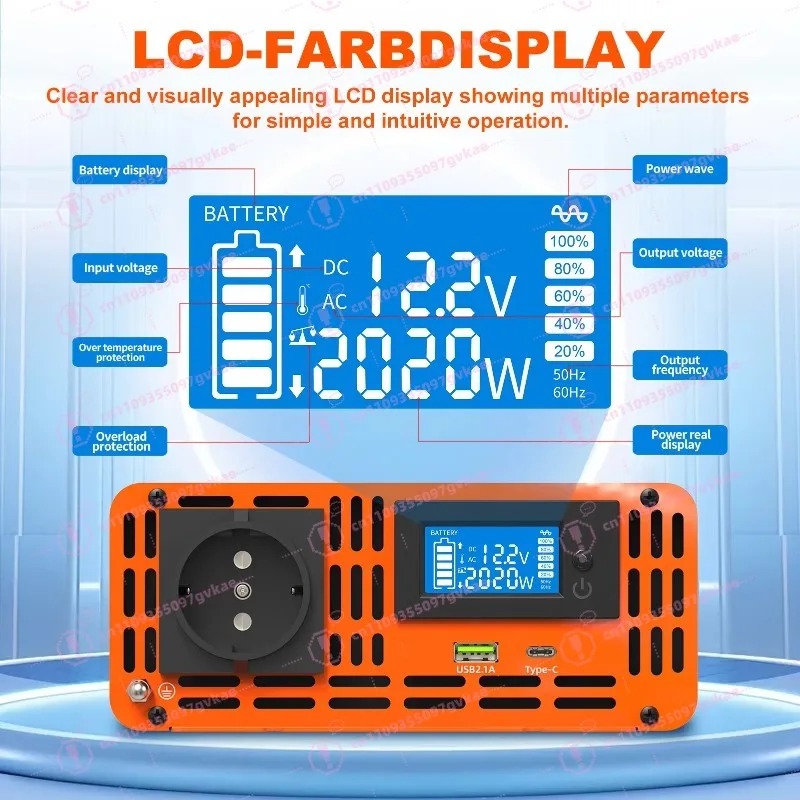 الذروة 4000 واط 12 فولت 24 فول - مراجعة Power Inverter 12V 220V 4000W Continuous وسعره