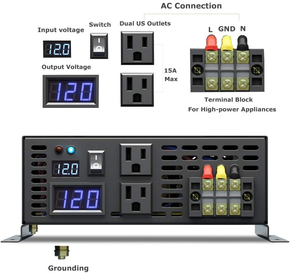 محول لموجة جيبية نقية 5000 وات - مراجعة Pure Sine Wave Inverter 5000W 48V 220V وسعره