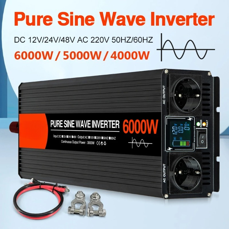 محول طاقة شمسية بموجة جيبية نق - مراجعة Pure Sine Wave Inverter 5000W 48V 220V وسعره