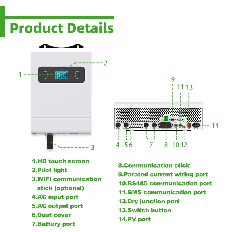 محول طاقة شمسية هجين 6KW 8KW 1 - مراجعة Split Phase Inverter 10Kw 110V 220V وسعره