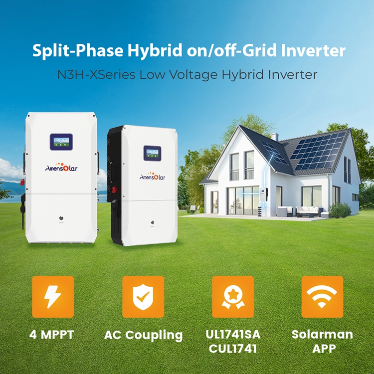 محول طاقة شمسية هجين AMENSOLAR - مراجعة Split Phase Inverter 10Kw 110V 220V وسعره