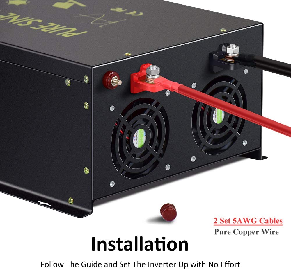 خارج الشبكة موجة جيبية نقية ال - مراجعة Pure Sine Wave Inverter 5000W 48V 220V وسعره