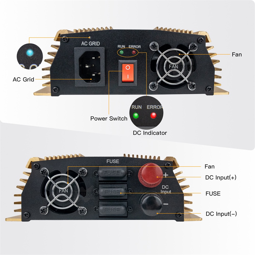 1400 واط 10.5 - 50VDC إلى AC90 - مراجعة Micro Inverter 1400W Solar Grid Tie وسعره