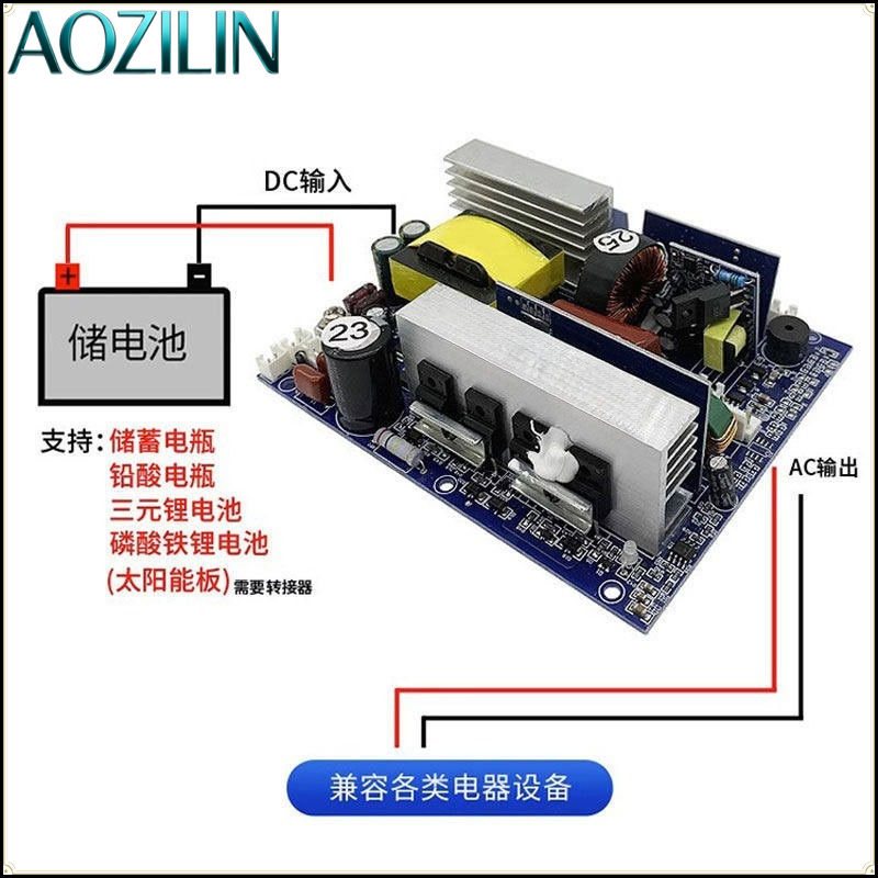 وحدة محول AOZILIN ذات الموجة ا - مراجعة Pure Sine Wave Inverter Board 24V 48V وسعره