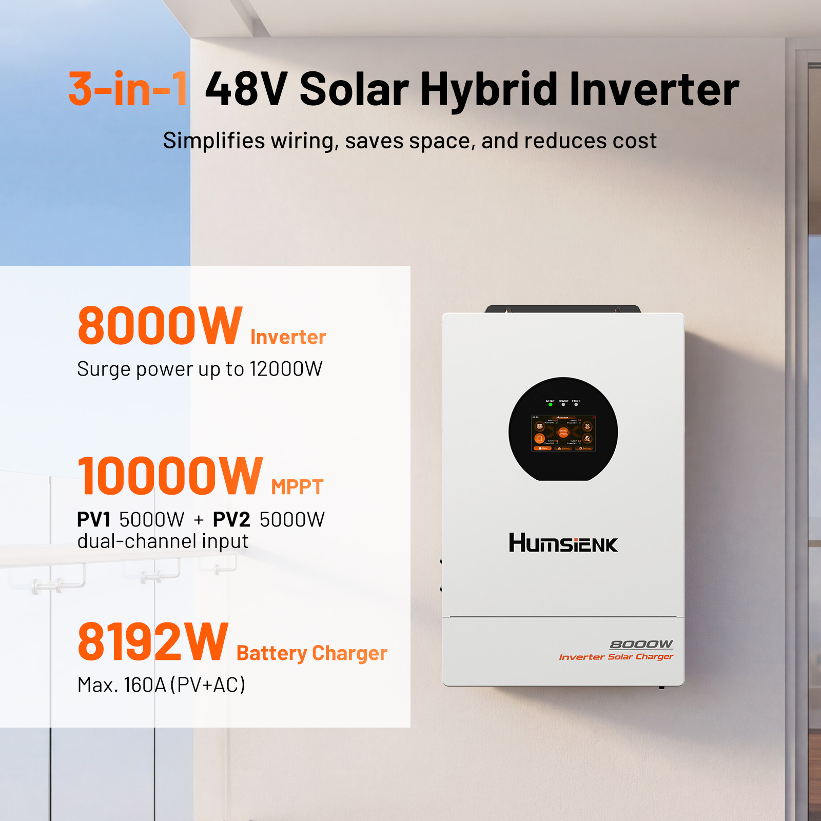 محول طاقة شمسية هجين 3 في 1 من - مراجعة Mppt Hybrid Inverter 48V 8Kw 3 Phase وسعره