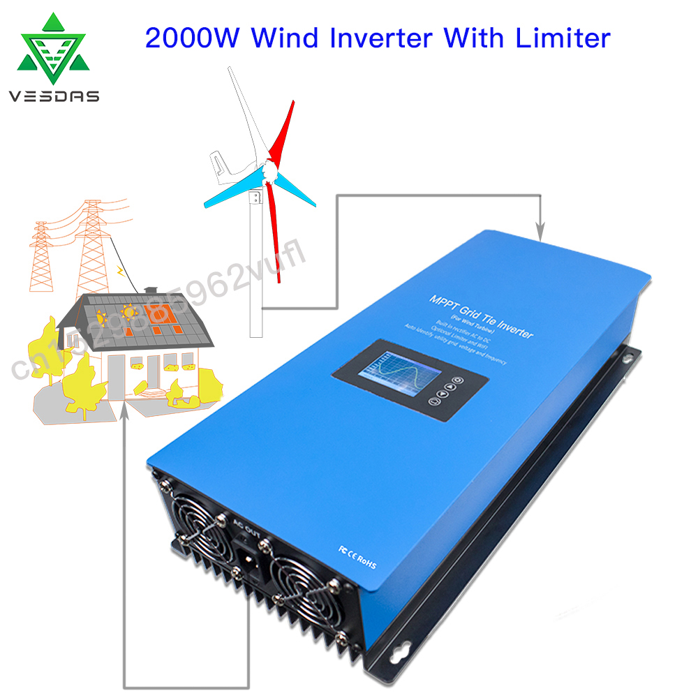 1000 واط 2000 واط الرياح MPPT  - مراجعة Grid Tie Inverter Limiter 2000W وسعره