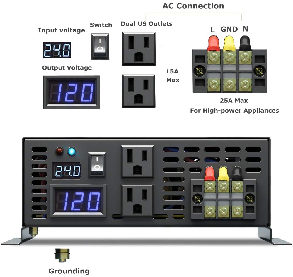 نقية شرط لموجة العاكس 3000 واط - مراجعة Inverter Pure Sine Wave 60Hz 120V 3000W وسعره
