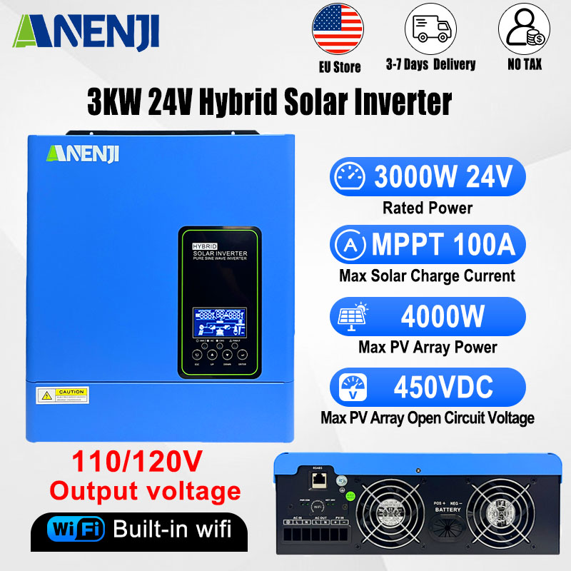 محول طاقة شمسية خارج الشبكة 24 - مراجعة Inverter Pure Sine Wave 60Hz 120V 3000W وسعره